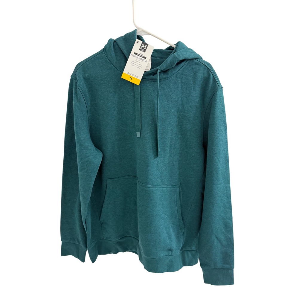 Members Mark Newport Fleece Hoodie Mens Medium Teal Heather Sweatshirt NWT